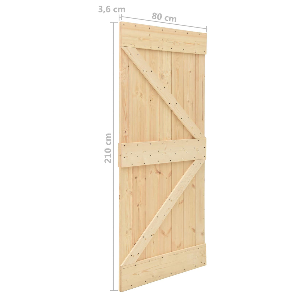 Sliding Door 2 pcs Natural and black Solid Pine Wood
