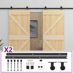 Sliding Door 2 pcs Natural and Black Solid Pine Wood