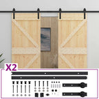 Sliding Door 2 pcs Natural and Black Solid Pine Wood