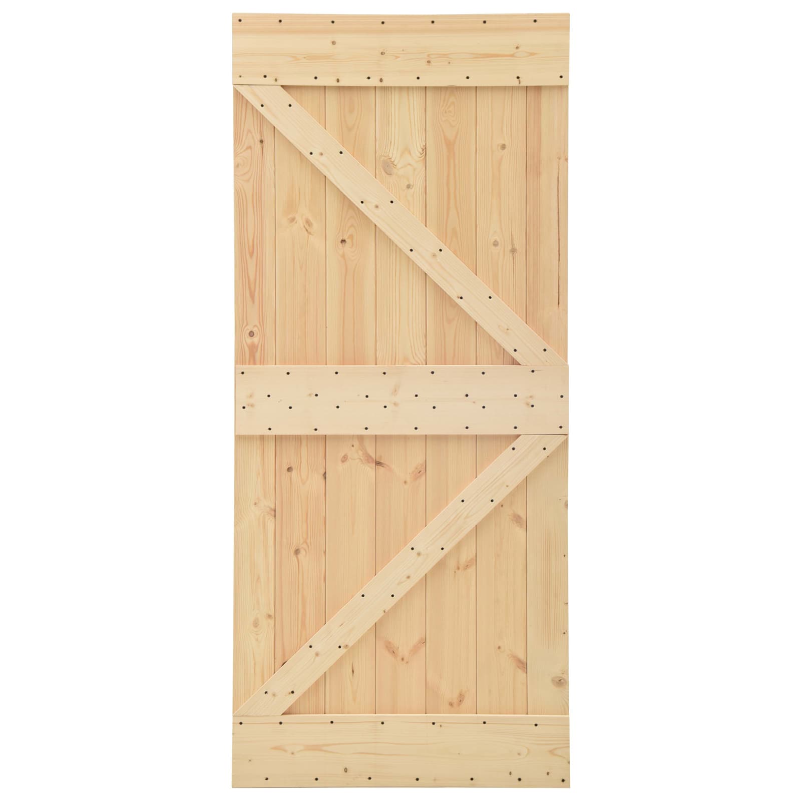 Puerta Corredera 2 pcs Natural y negro Madera de Pino Maciza