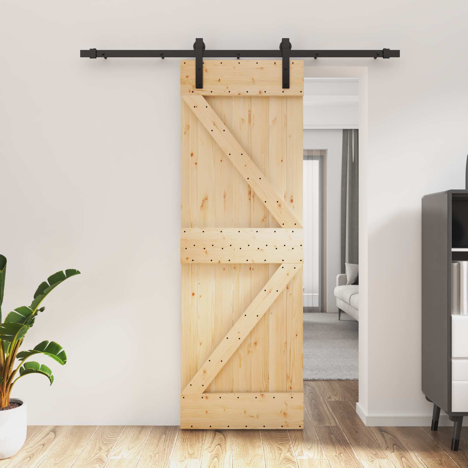 Sliding Door Natural and Black 70 x 210 cm