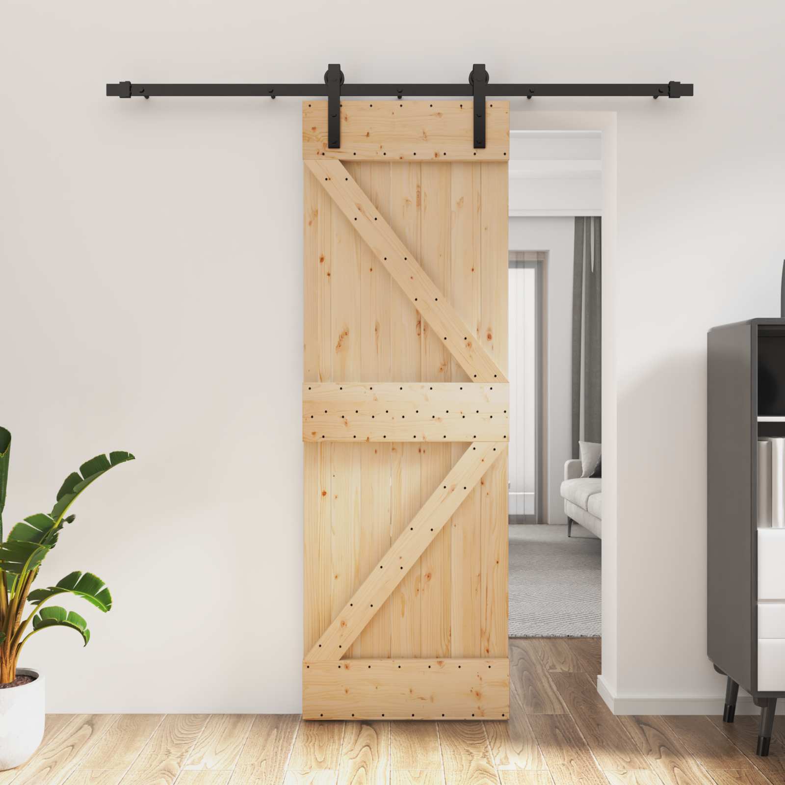 Puerta Corredera Natural y Blanco 80 x 210 cm