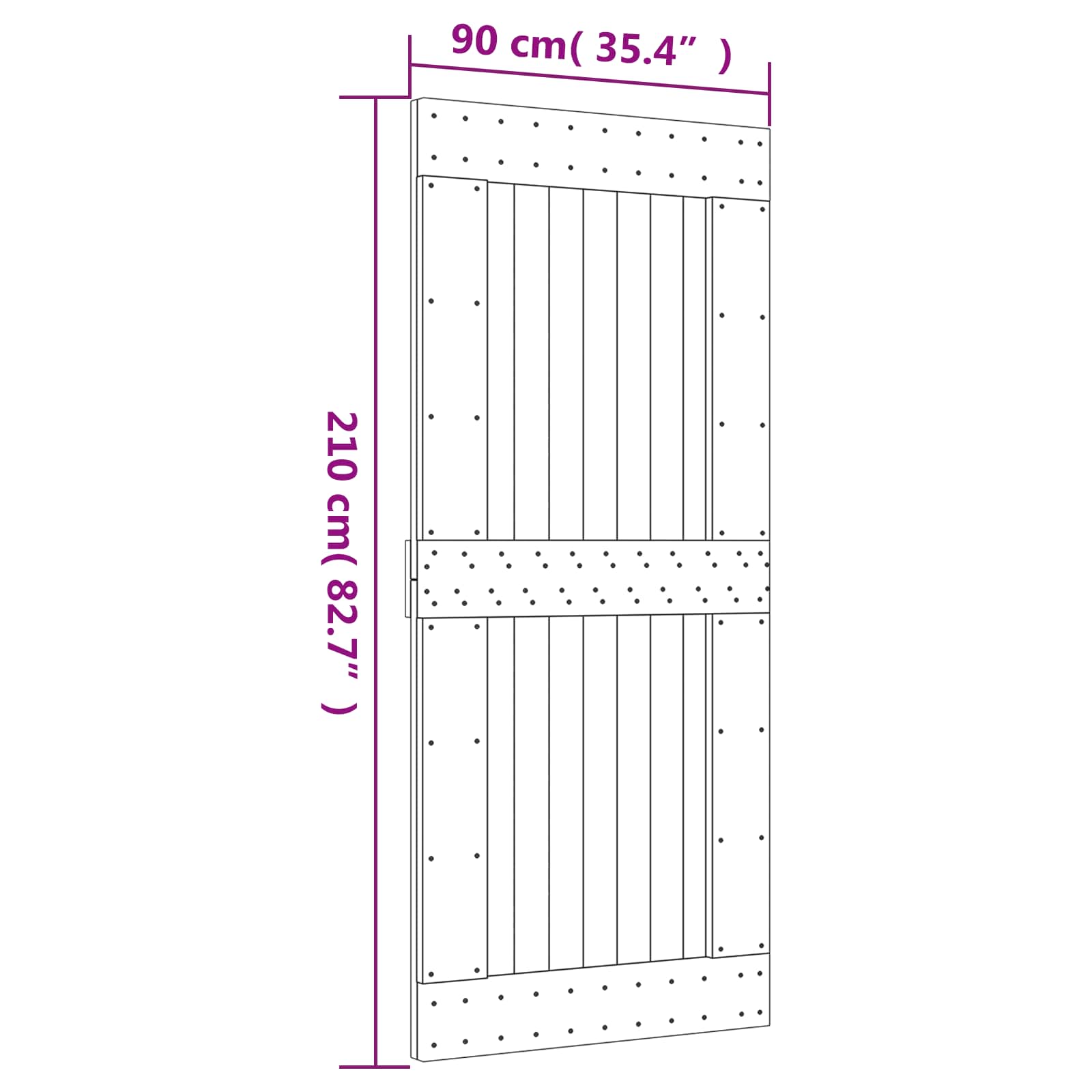 Sliding Door Natural and Black 90 x 210 cm