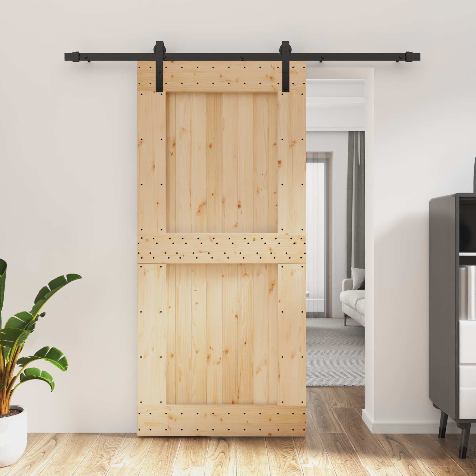 Sliding Door Natural and White 80 x 210 cm