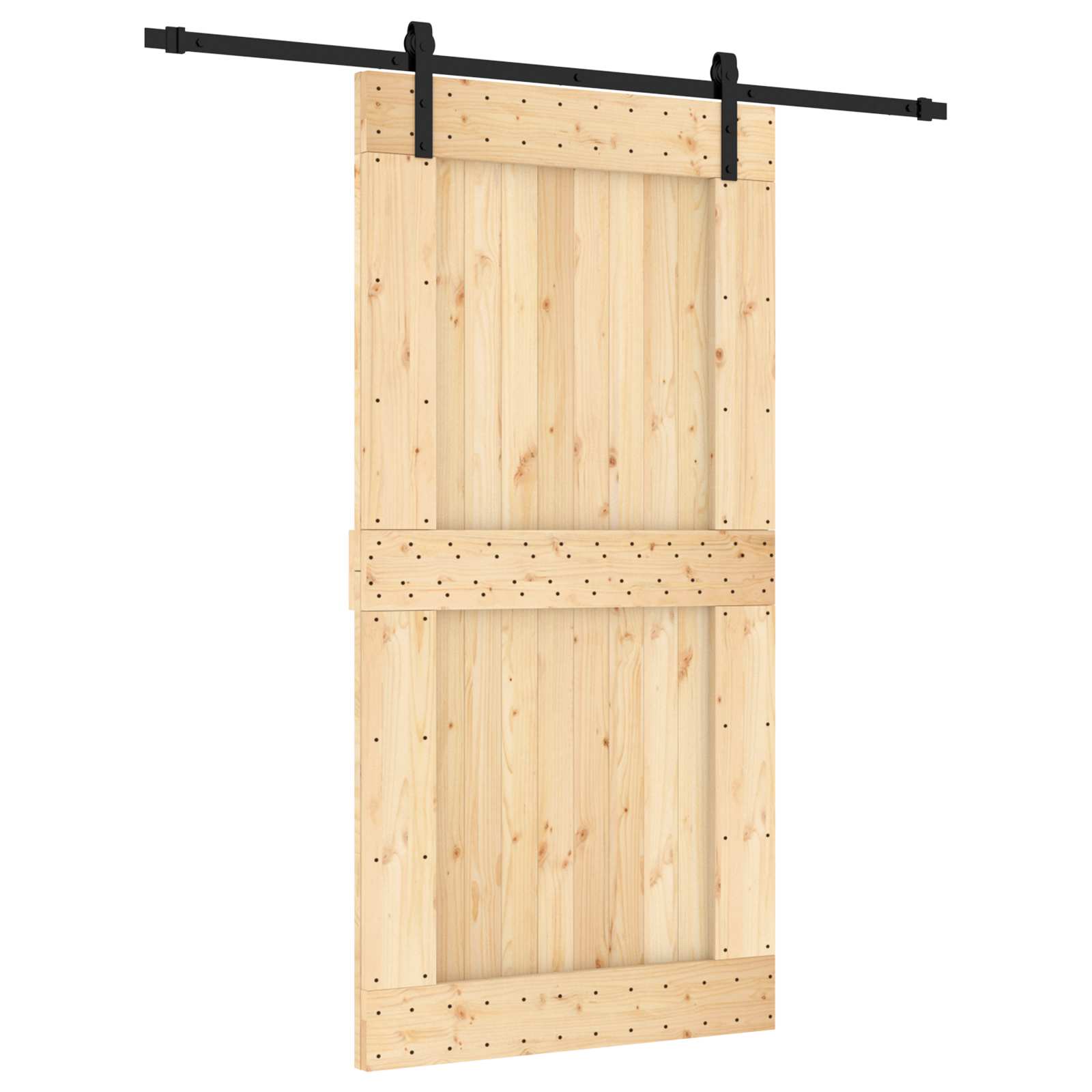 Puerta Corredera Natural y negro 100 x 210 cm