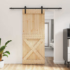 Puerta Corredera Natural y negro 85 x 210 cm