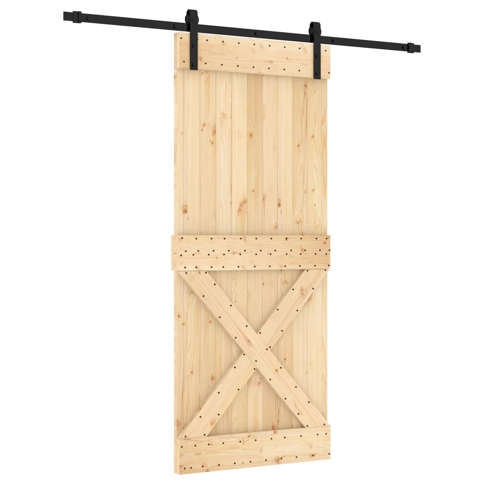 Puerta Corredera Natural y negro 85 x 210 cm