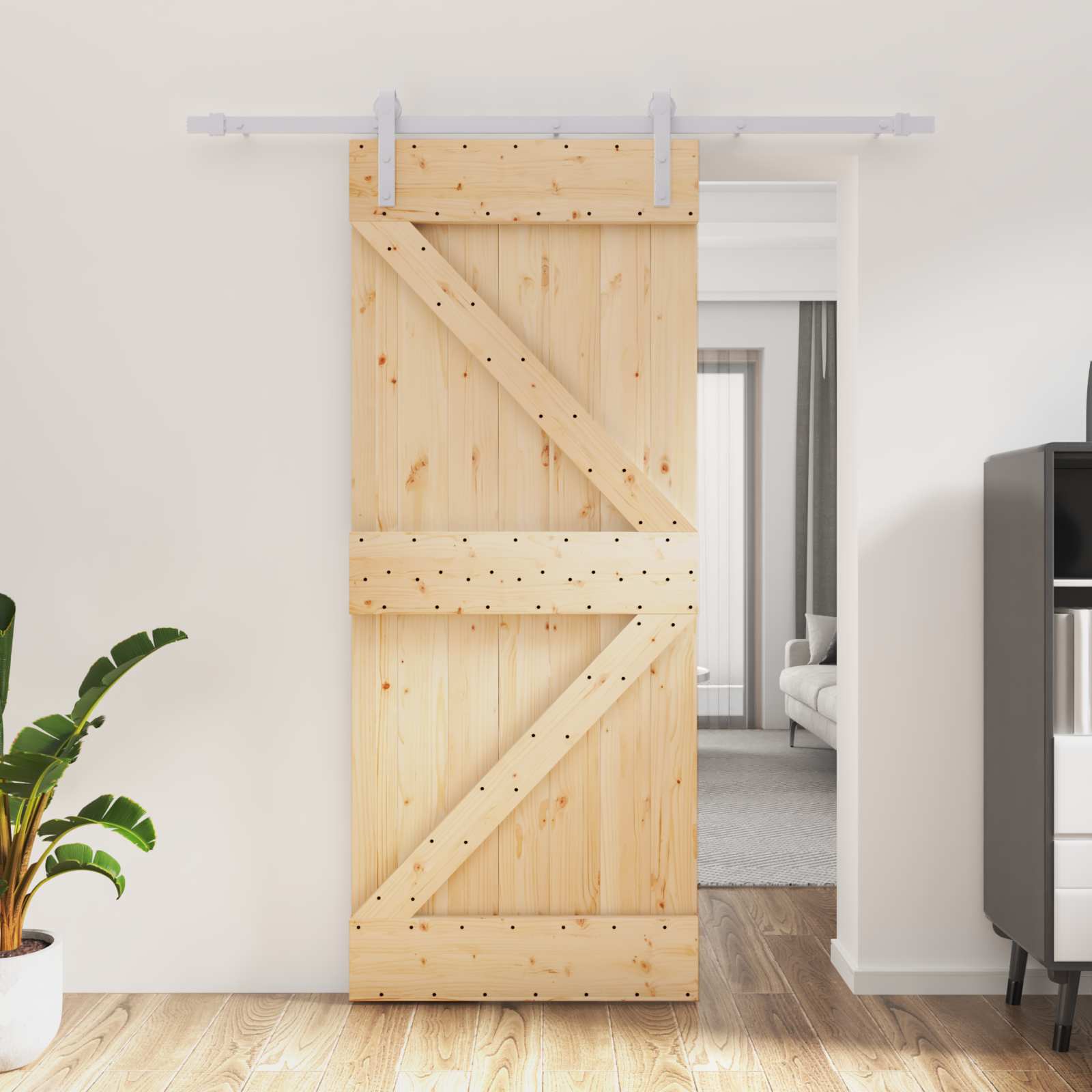 Sliding Door Natural and White 80 x 210 cm