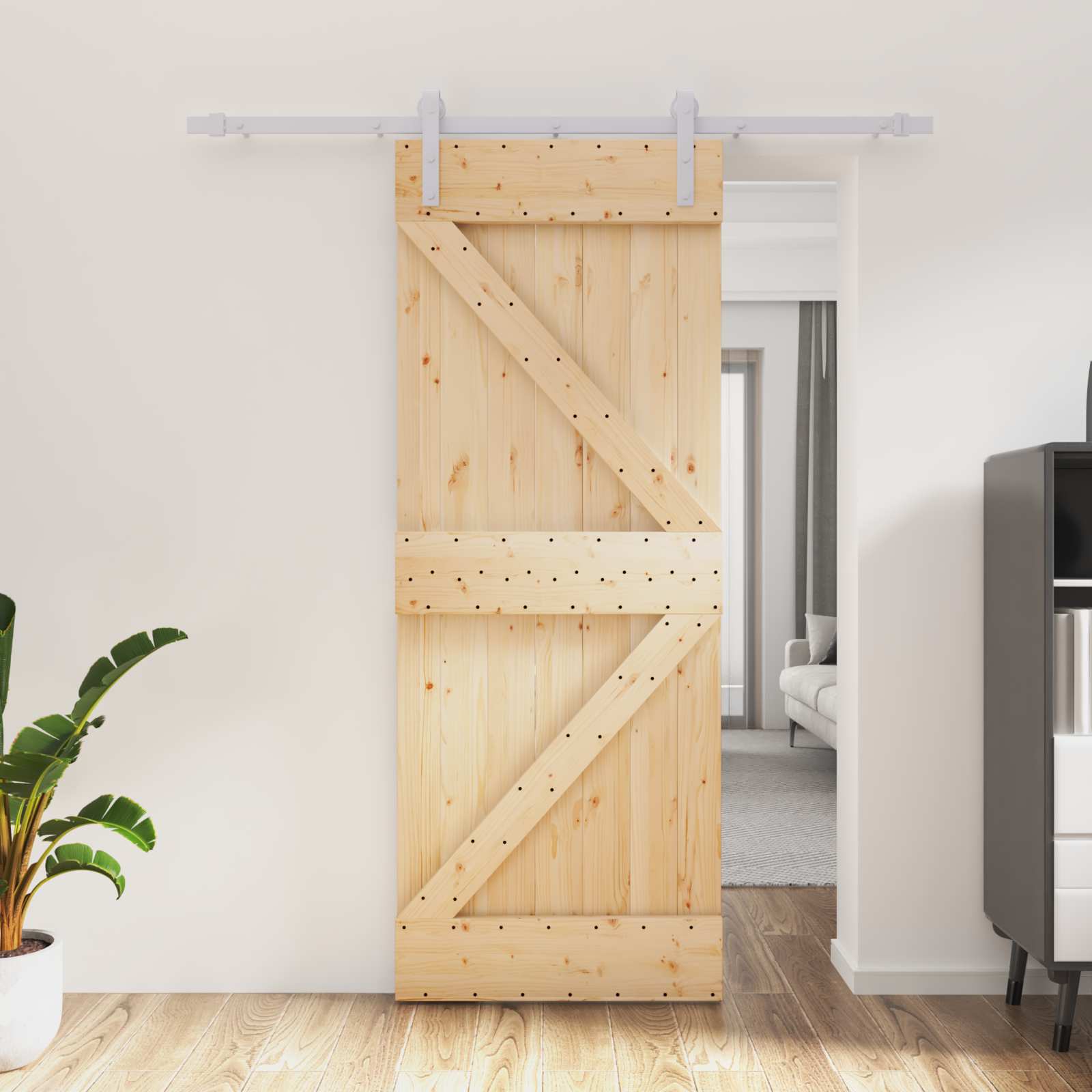 Sliding Door Natural and White 80 x 210 cm