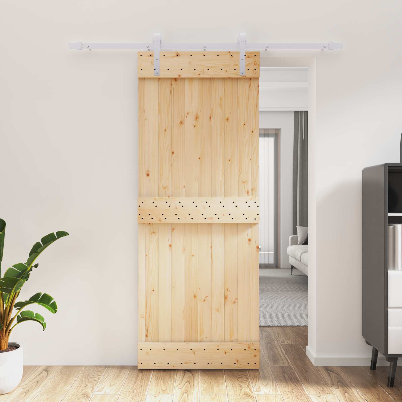 Puerta Corredera Natural y Blanco 80 x 210 cm
