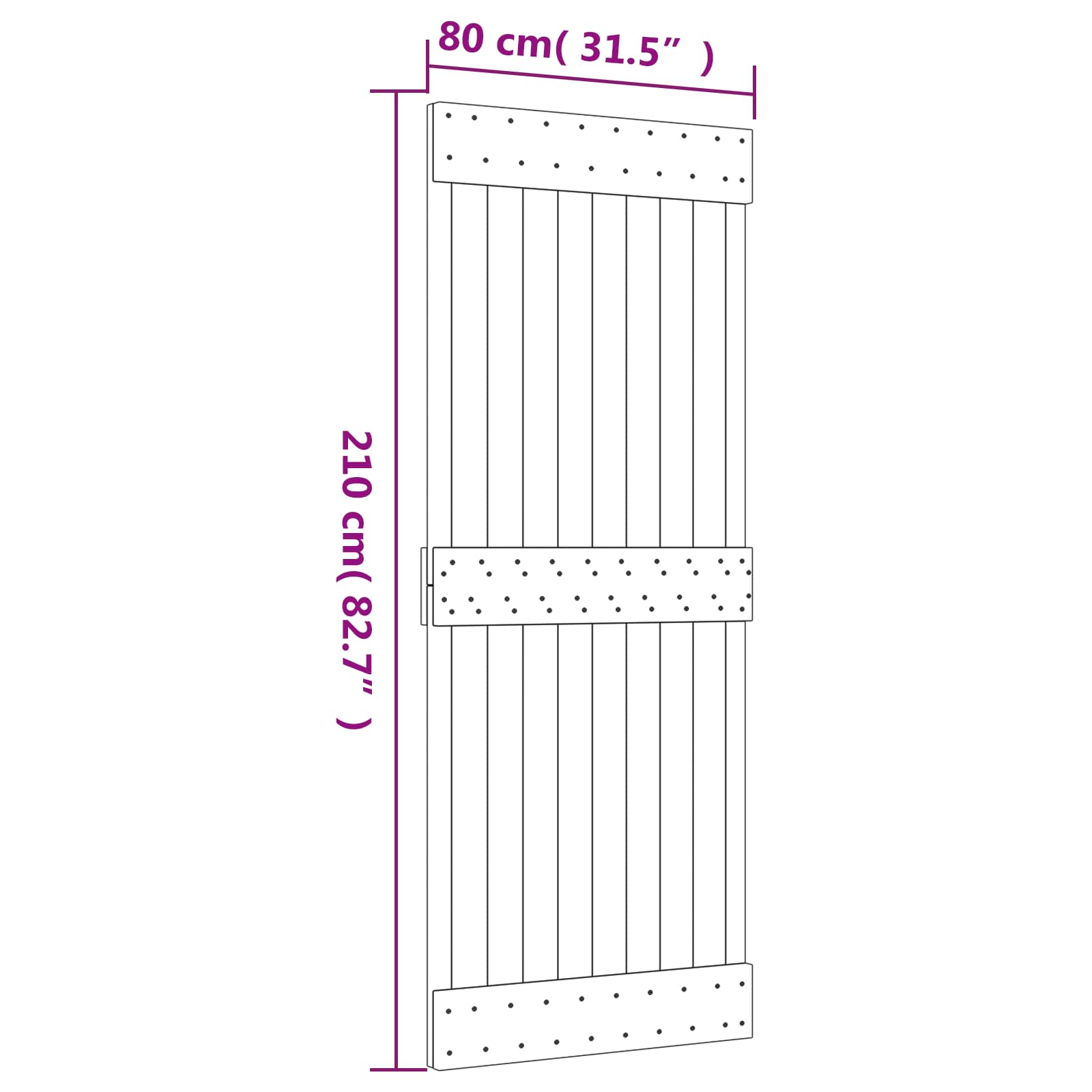 Puerta Corredera Natural y Blanco 80 x 210 cm