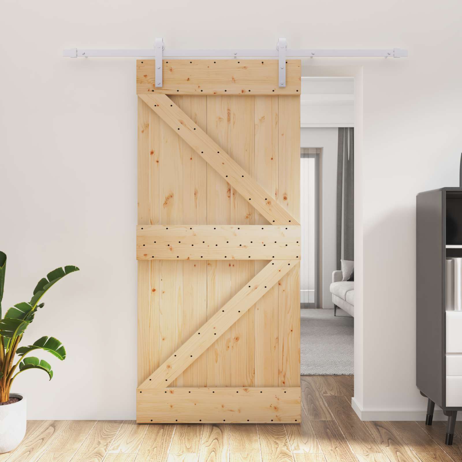 Sliding Door Natural and White 95 x 210 cm