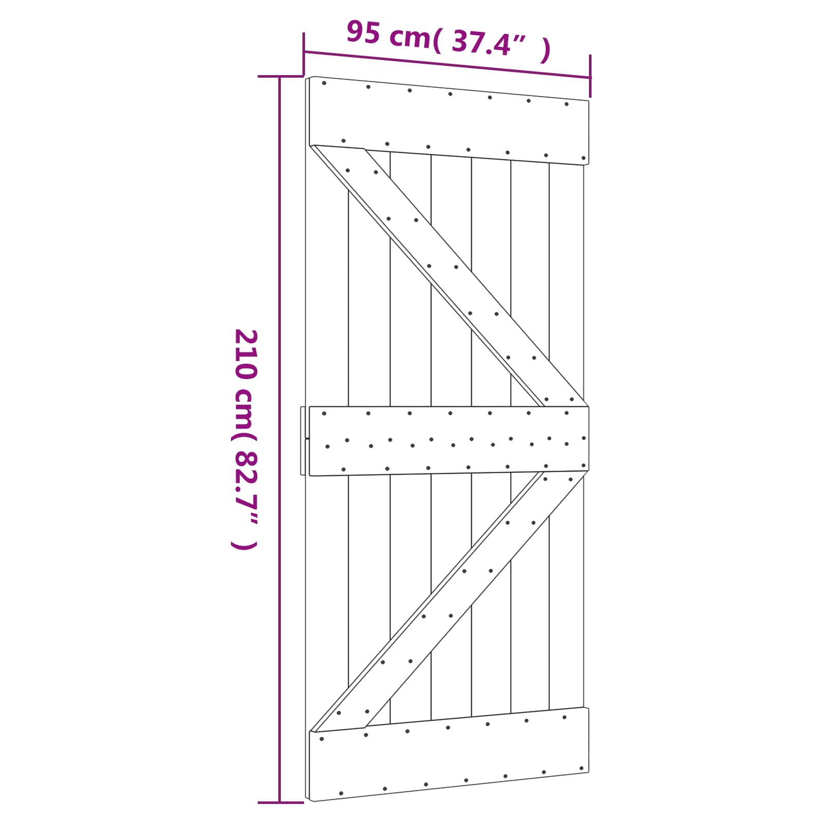 Puerta Corredera Natural y Blanco 95 x 210 cm
