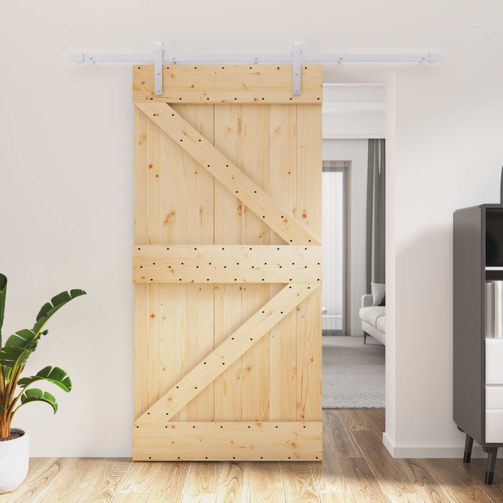 Sliding Door Natural and White 100 x 210 cm