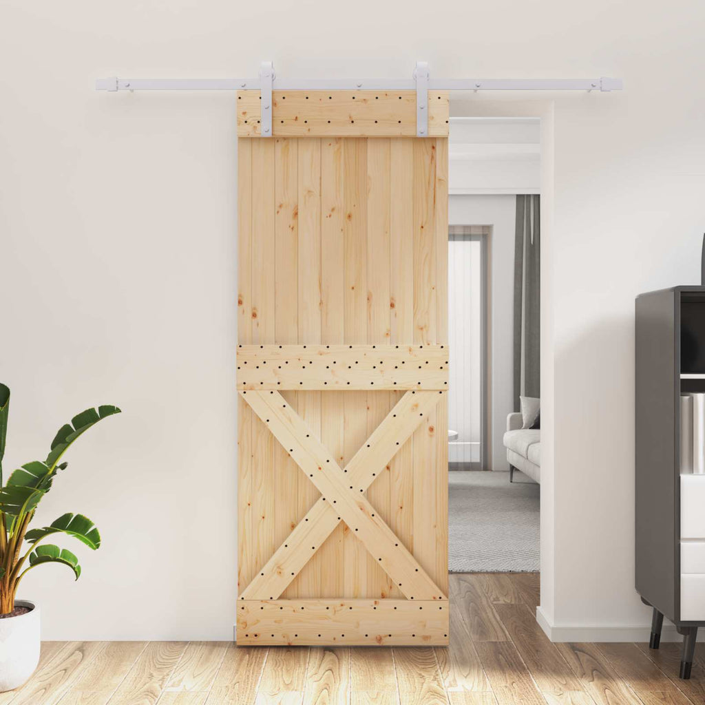 Puerta Corredera Natural y Blanco 80 x 210 cm