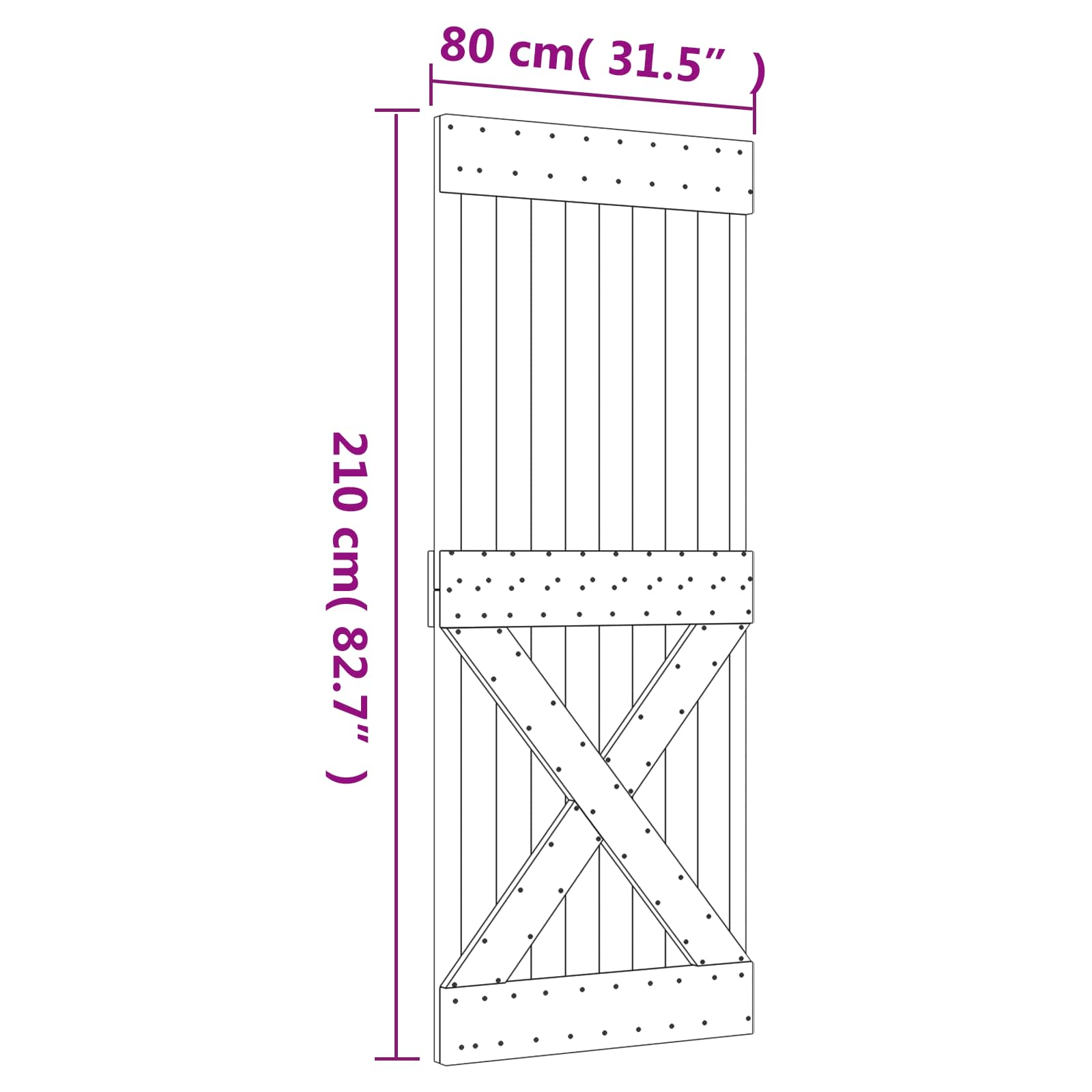 Puerta Corredera Natural y Blanco 80 x 210 cm