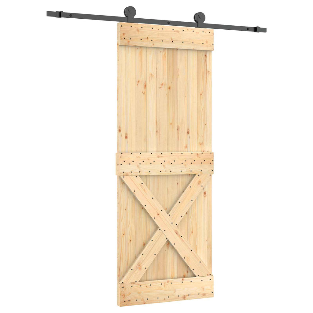 Puerta Corredera Natural y negro 80 x 210 cm