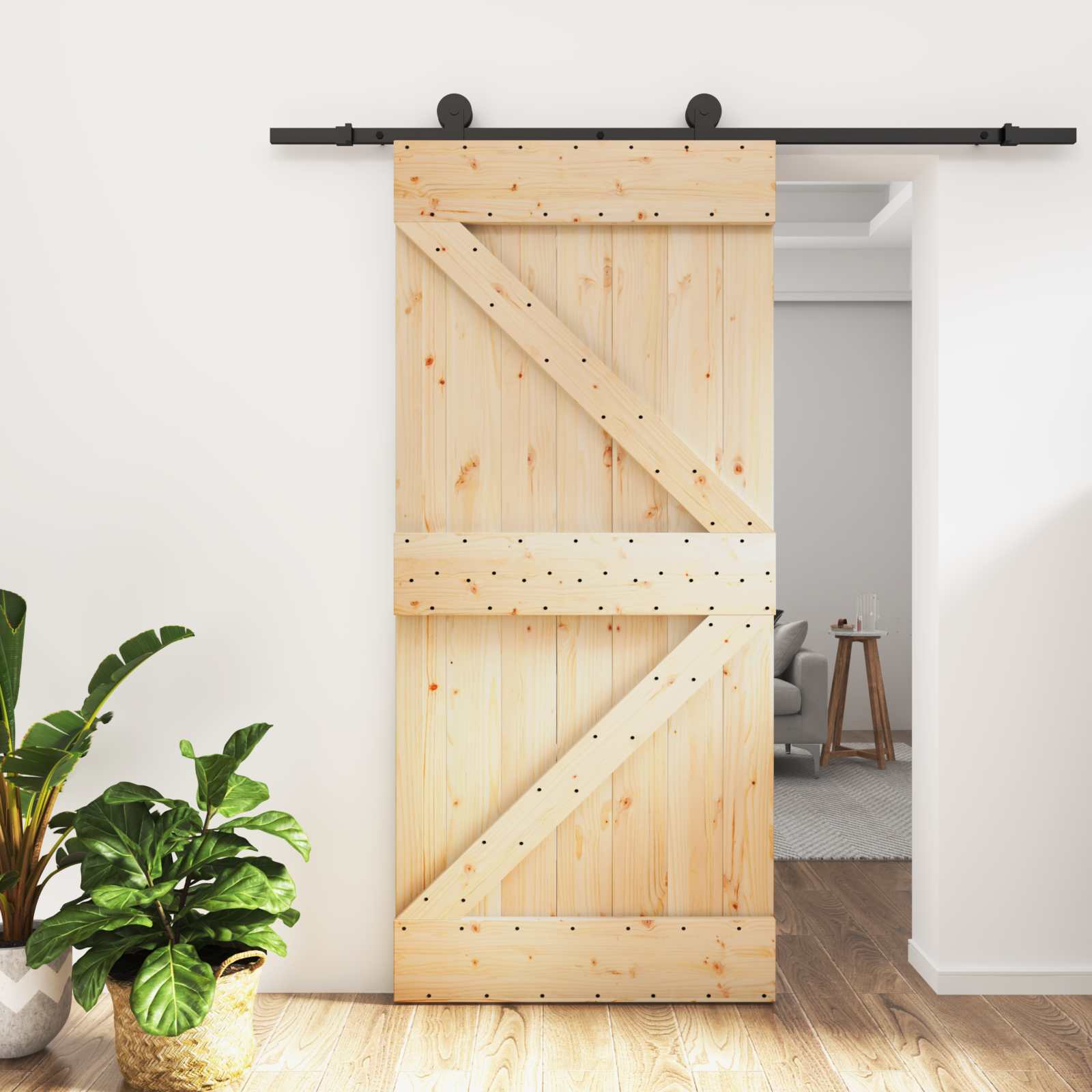 Porta de Correr Natural e Branco 70 x 210 cm