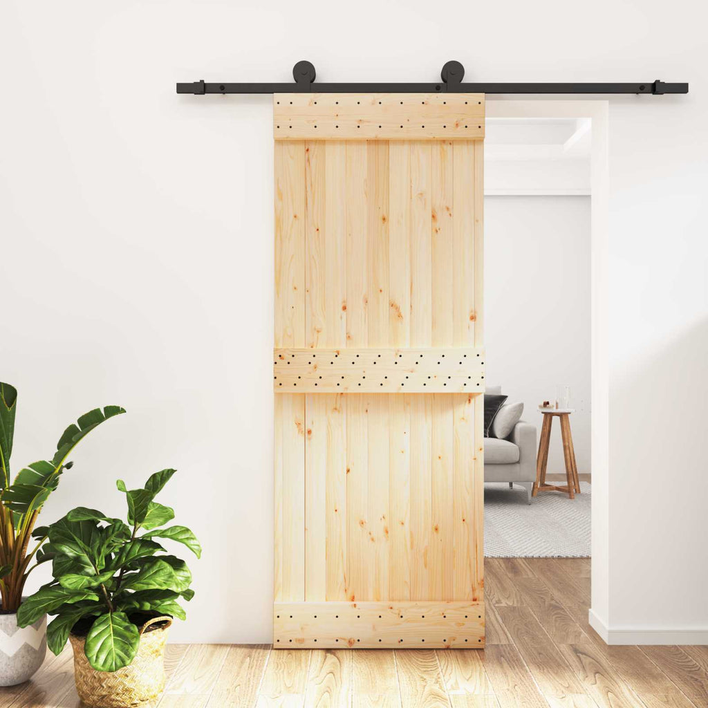 Sliding Door Natural and Black 80 x 210 cm