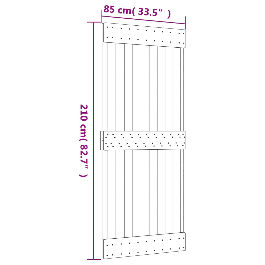 Puerta Corredera Natural y negro 85 x 210 cm