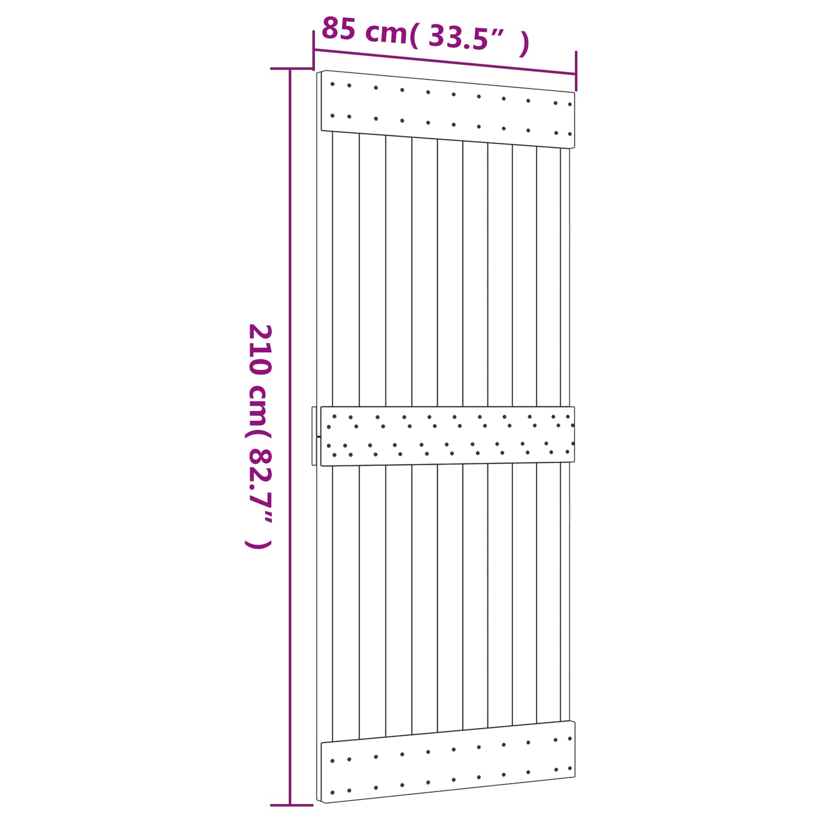 Puerta Corredera Natural y negro 85 x 210 cm