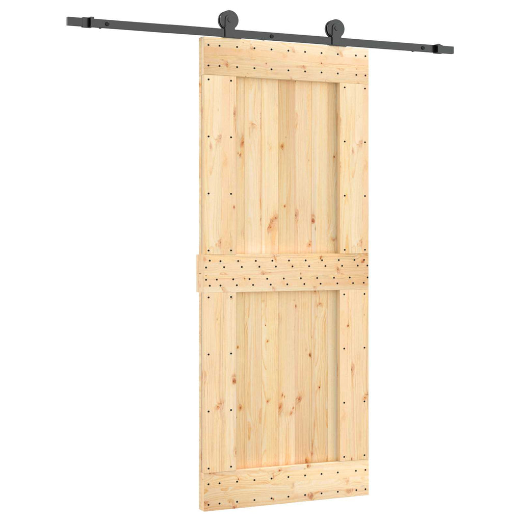 Natural and Black Sliding Door 85 x 210 cm
