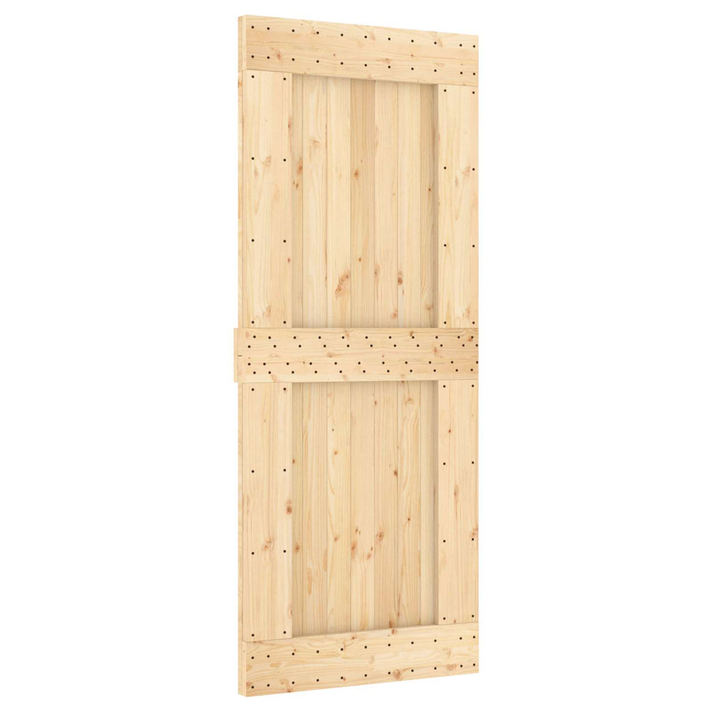 Natural and Black Sliding Door 85 x 210 cm