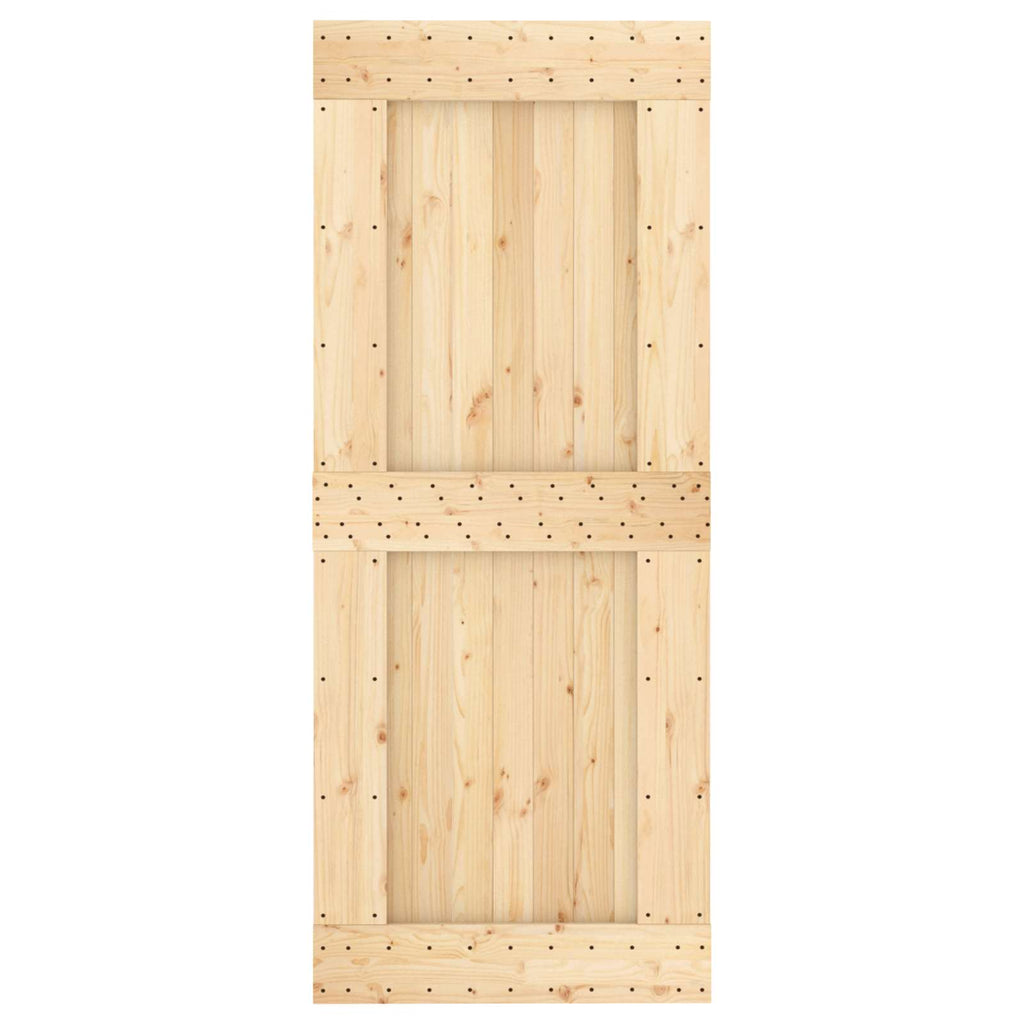 Natural and Black Sliding Door 85 x 210 cm