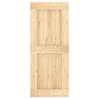 Natural and Black Sliding Door 85 x 210 cm