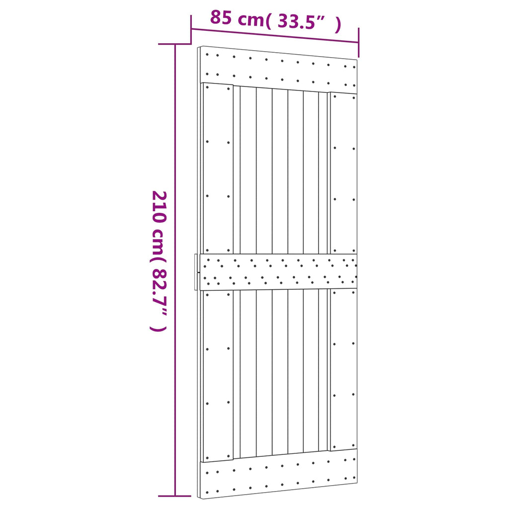 Natural and Black Sliding Door 85 x 210 cm