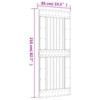 Natural and Black Sliding Door 85 x 210 cm