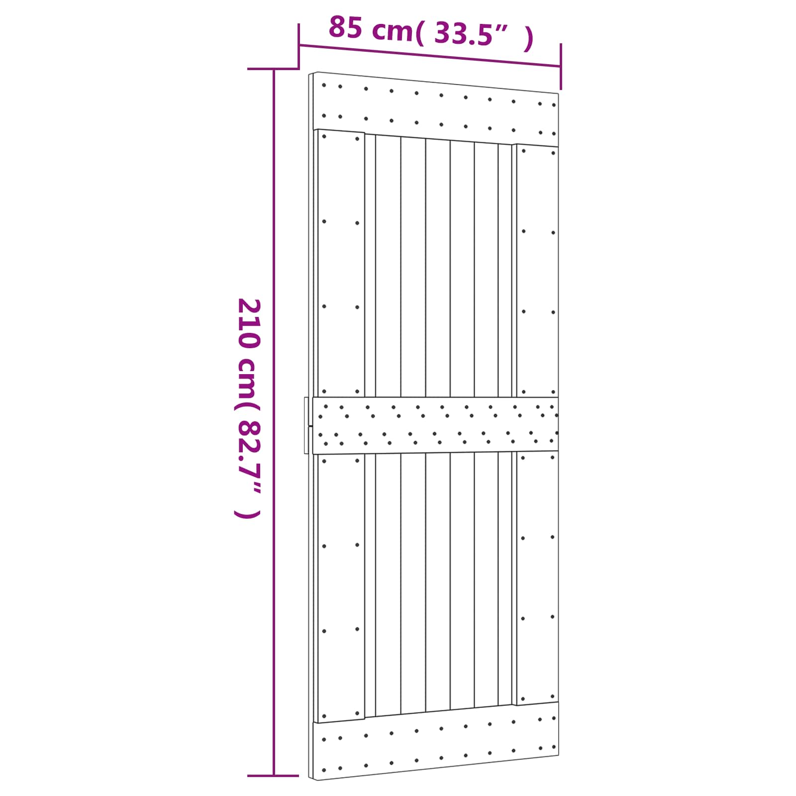 Natural and Black Sliding Door 85 x 210 cm