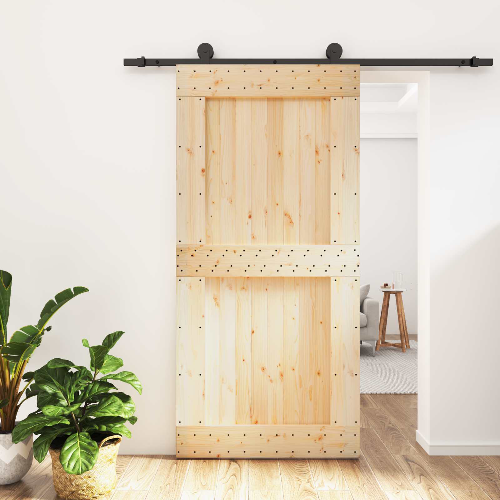 Sliding Door Natural and White 90 x 210 cm