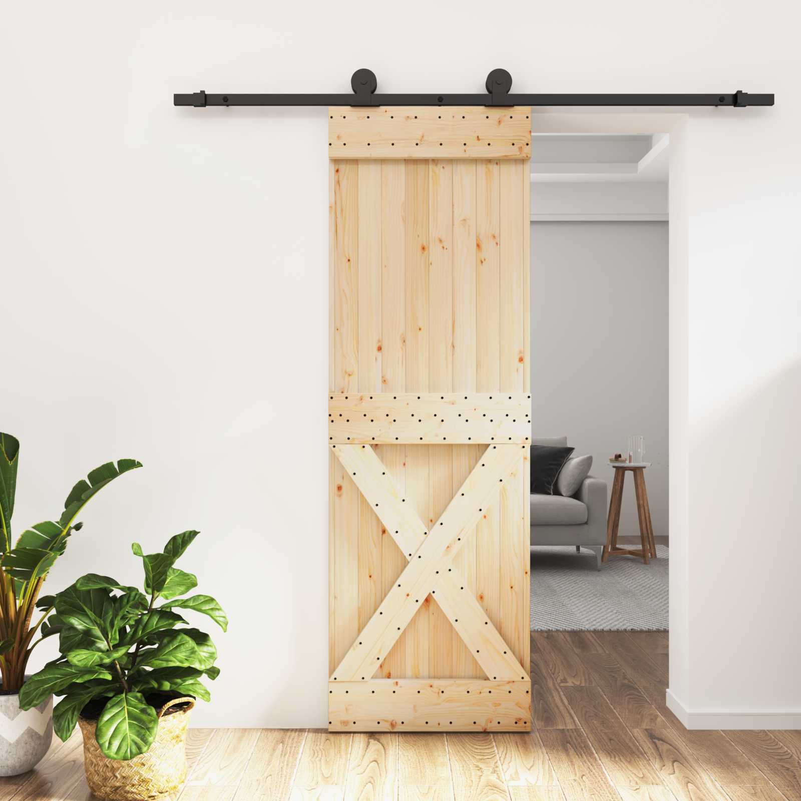 Sliding Door Natural and black 70 x 210 cm