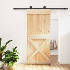 Puerta Corredera Natural y negro 90 x 210 cm