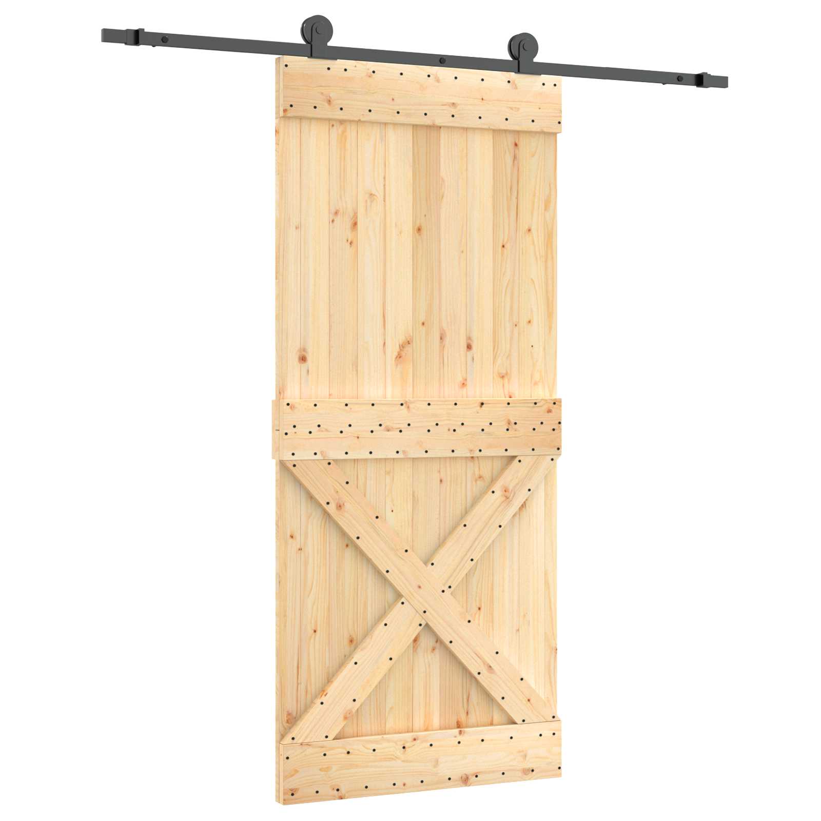 Puerta Corredera Natural y negro 90 x 210 cm