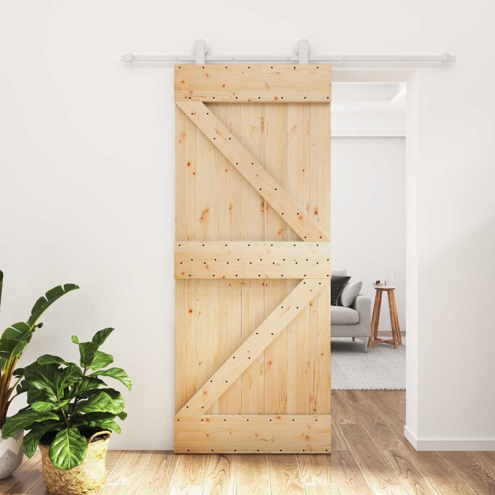 Sliding Door Natural and White 80 x 210 cm
