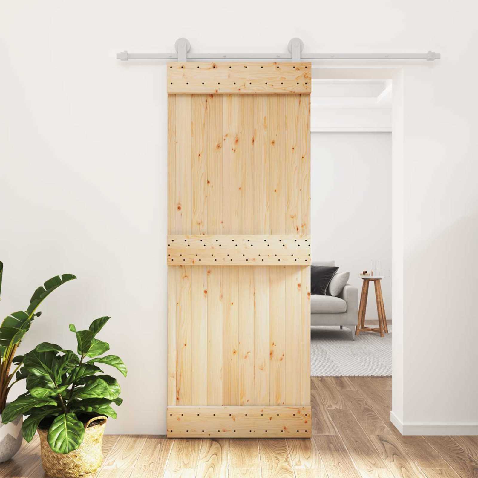 Porta de Correr Natural e Branco 70 x 210 cm