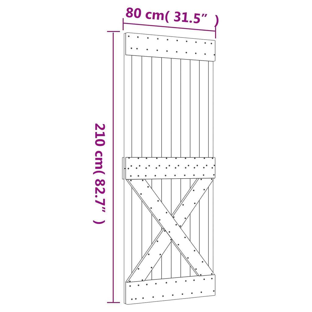 Sliding Door Natural and White 80 x 210 cm
