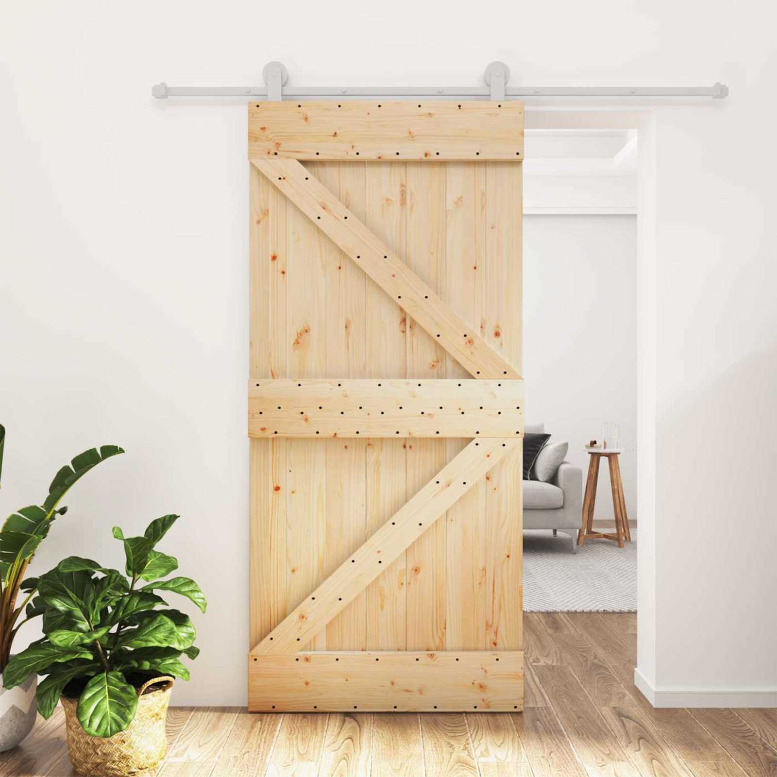 Sliding Door Natural and White 80 x 210 cm