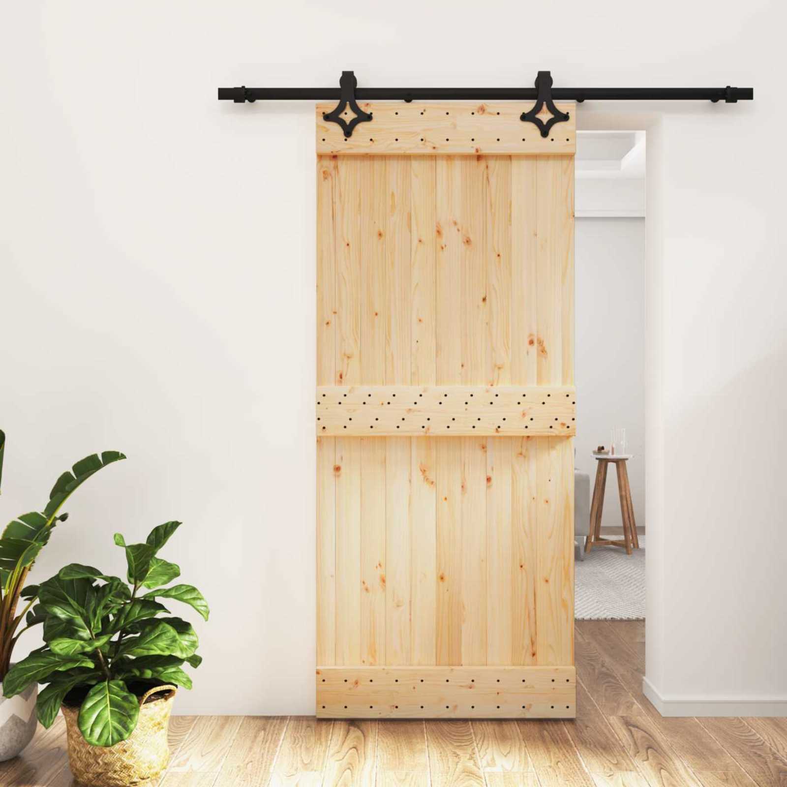 NARVIK Sliding Door Natural and black 100 x 210 cm (213.5 cm)