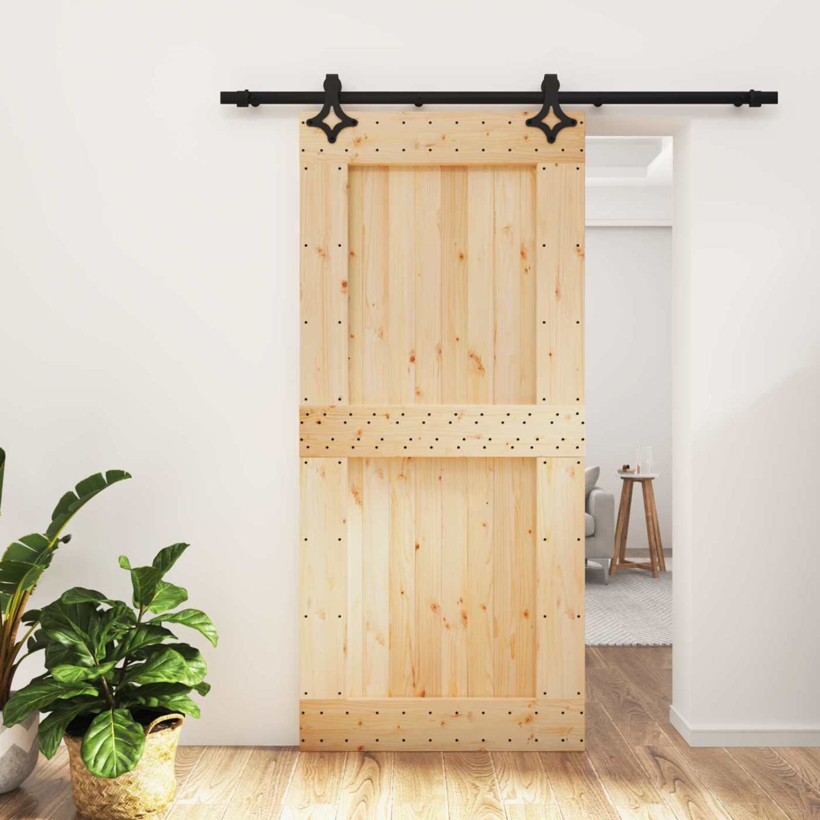 Sliding Door Natural and Black 90 x 210 cm