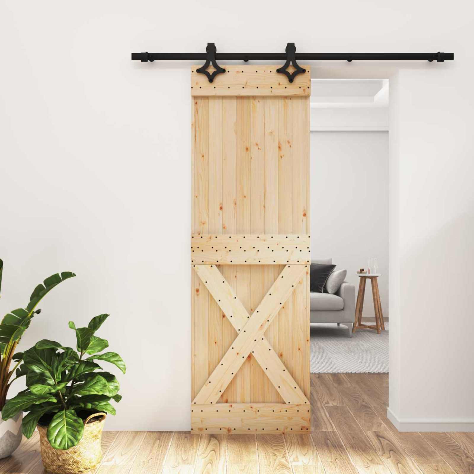 Sliding Door Natural and White 80 x 210 cm