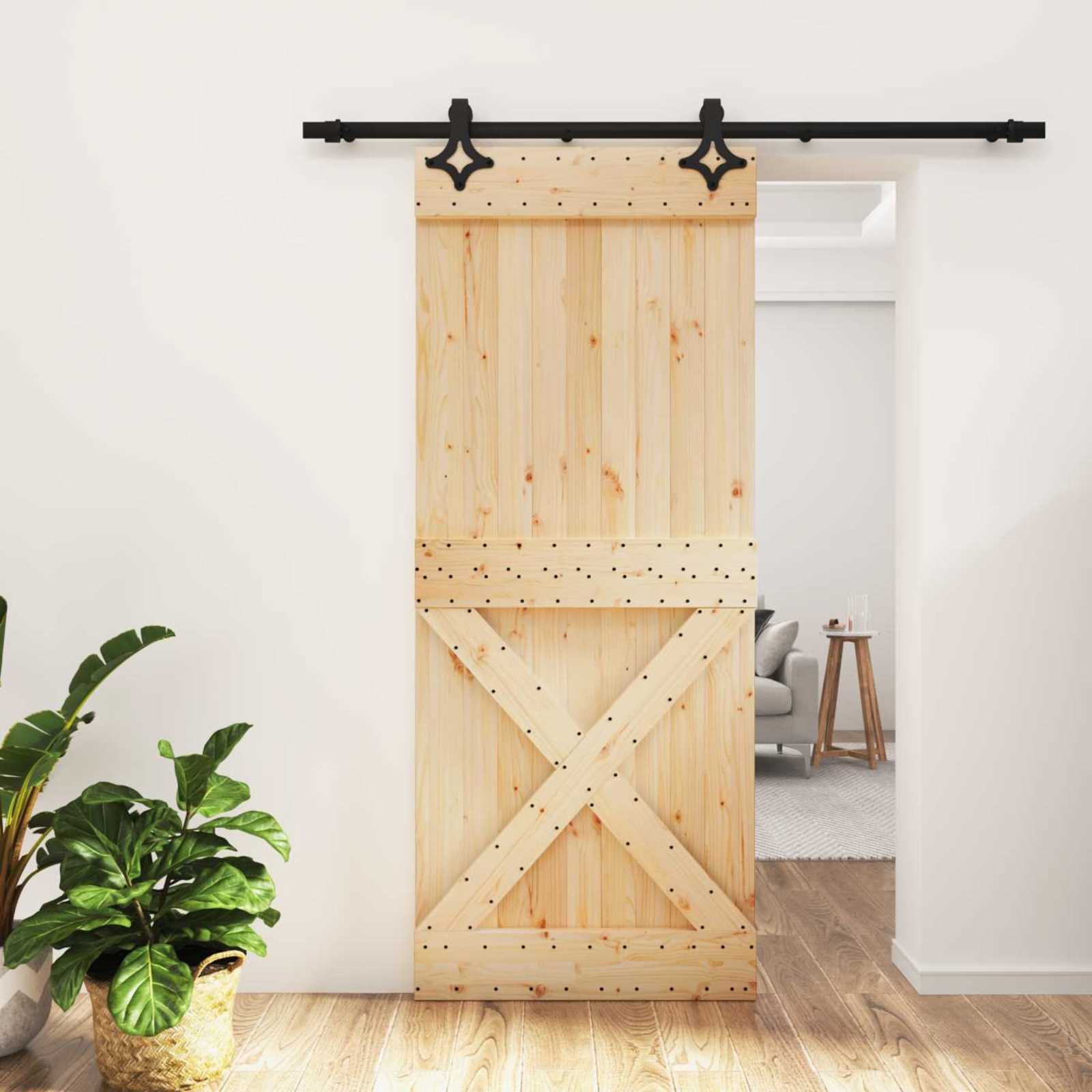 Sliding Door Natural and Black 85 x 210 cm