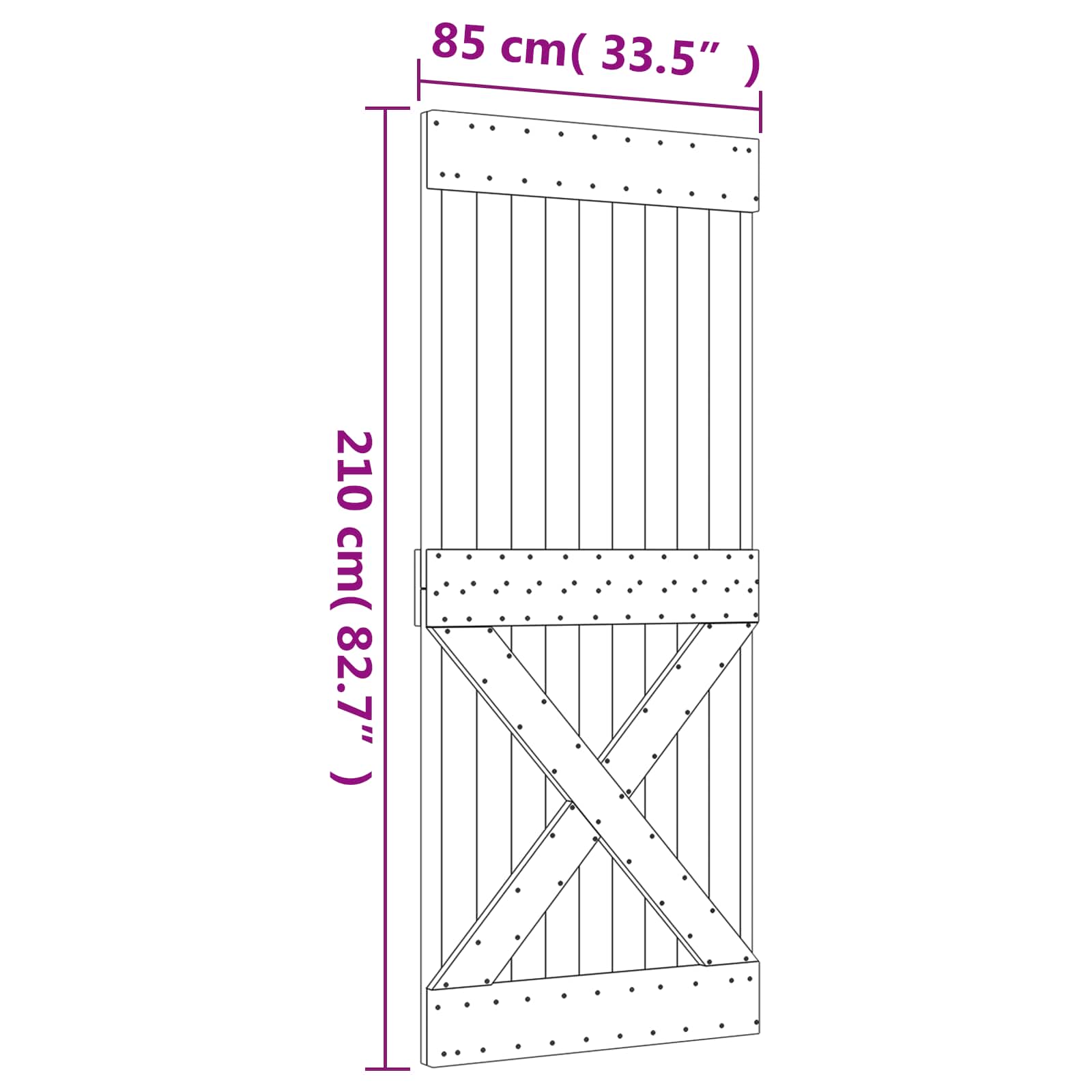Sliding Door Natural and Black 85 x 210 cm