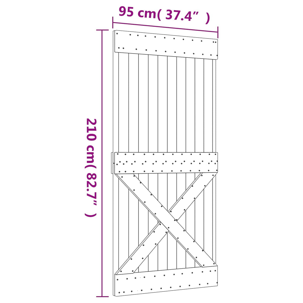 Puerta Corredera Natural y negro 95 x 210 cm