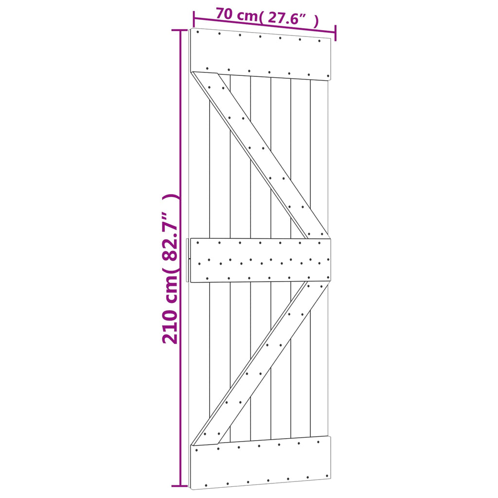 Puerta Corredera Natural y Blanco 70 x 210 cm