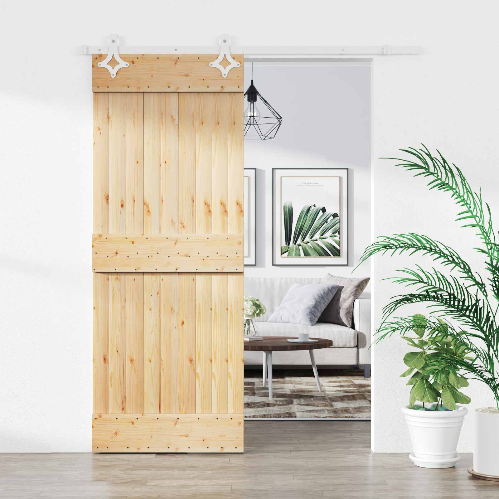 Porta de Correr Natural e Branco 80 x 210 cm