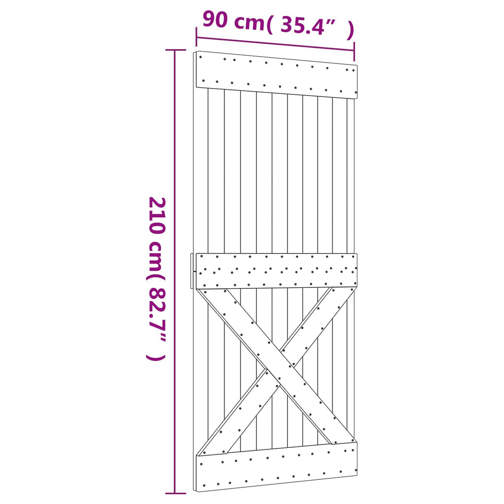 Sliding Door Natural and White 90 x 210 cm