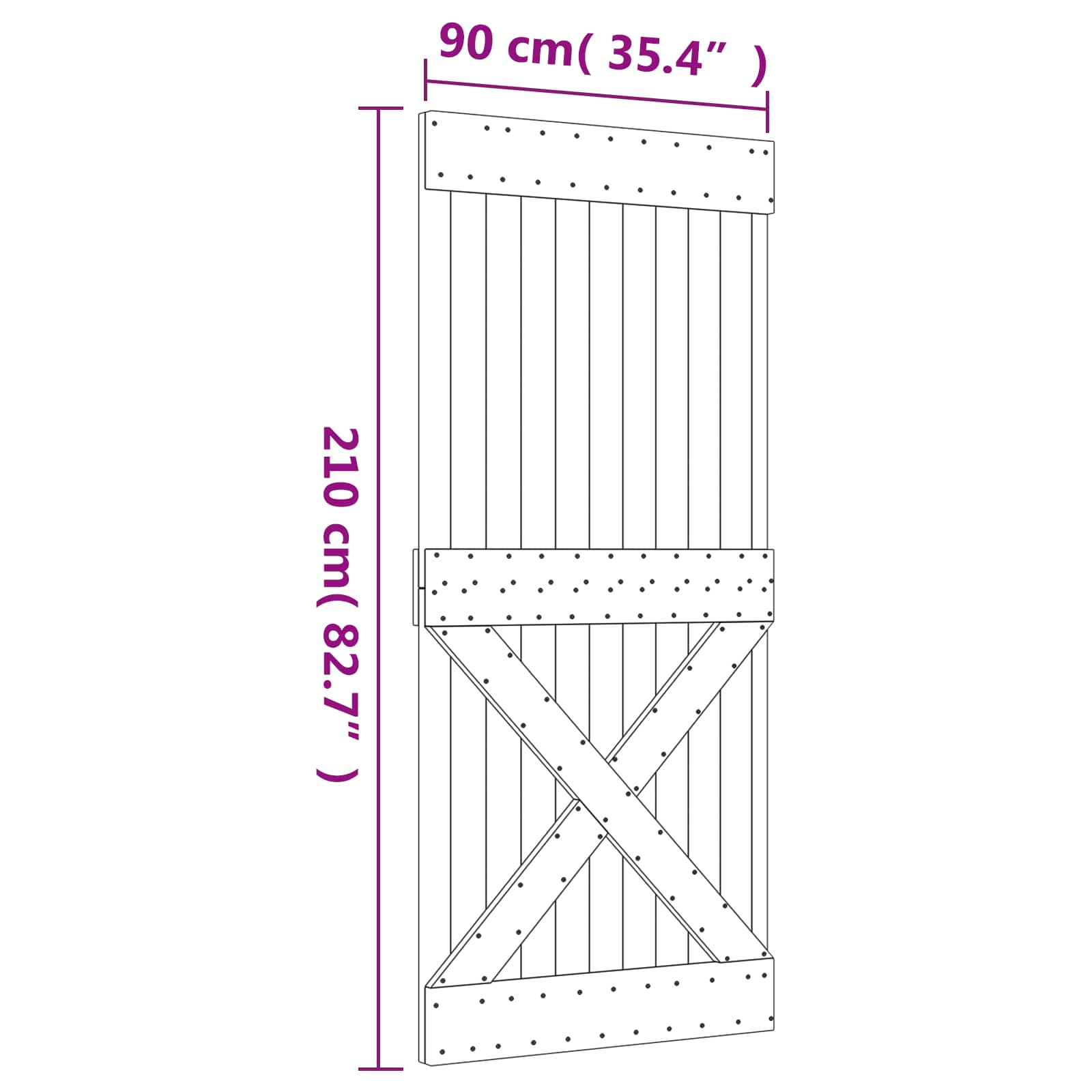 Sliding Door Natural and White 90 x 210 cm